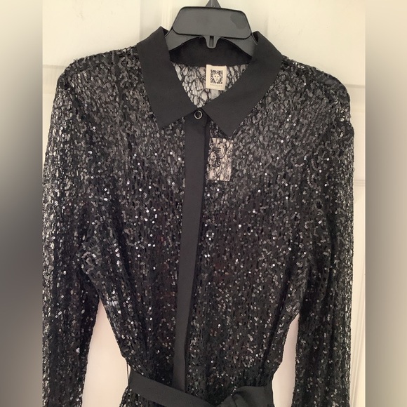 🆕 Women's Button-Front A-Line Sequin Lace Dress. - Picture 13 of 17